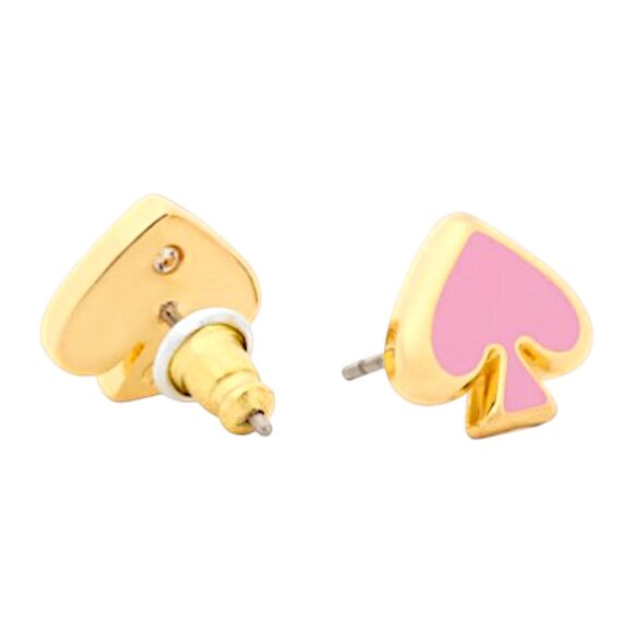 Kate Spade New York Everyday Spade Surf Pink Enamel 12K Gold Stud Earrings - Picture 5 of 8